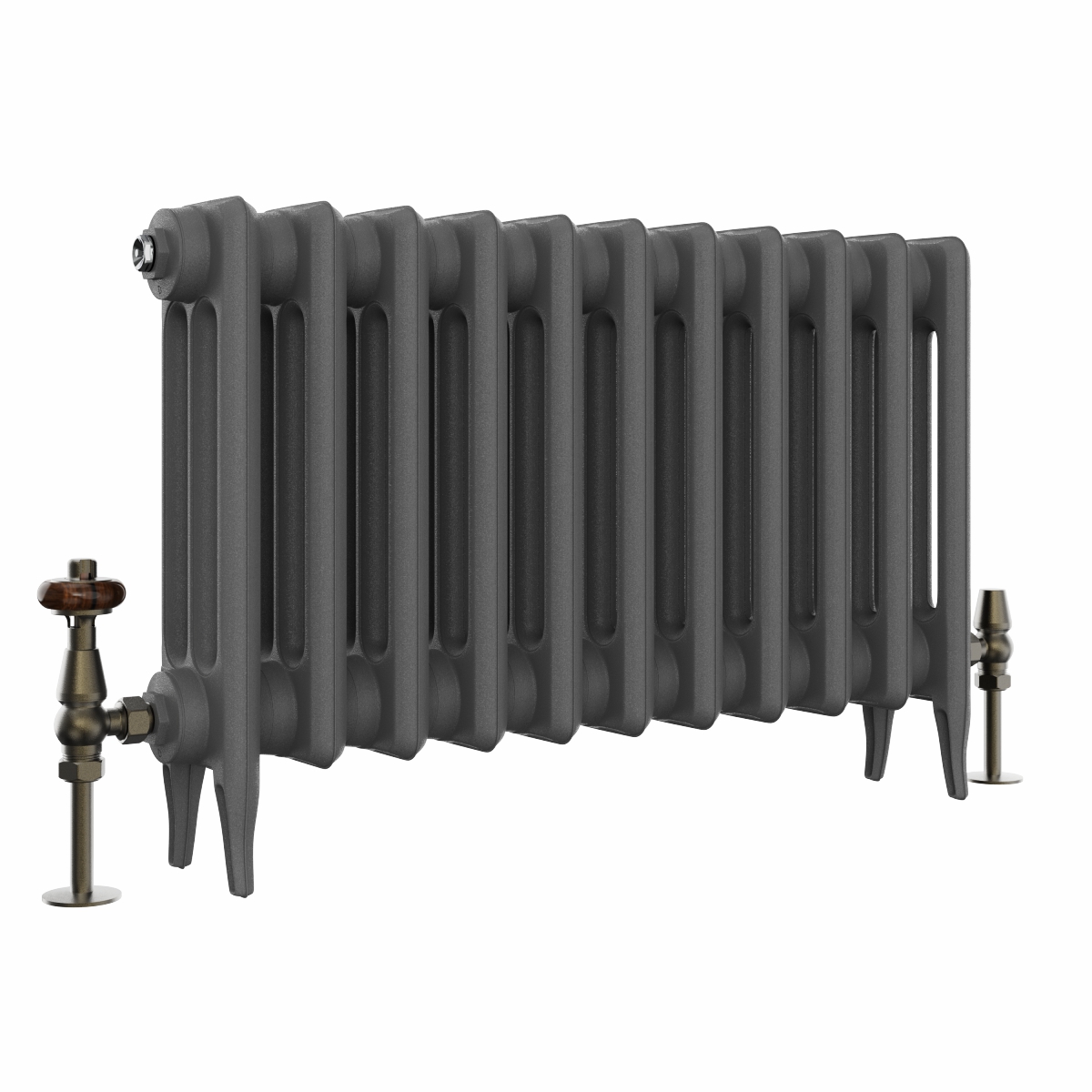 Classic  450 x 716mm  Farrow & Ball Railings Grey Triple Column Cast Iron Radiator - 11 Sections