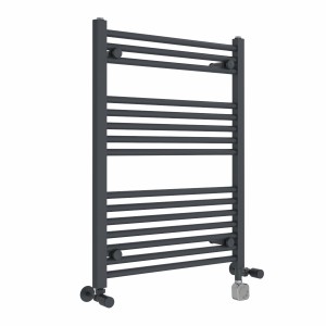 Bergen 800 x 600mm Dual Fuel Straight Anthracite Thermostatic Electric Heated Towel Rail
