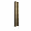 Norden 1800 x 355mm Black Gold Double Vertical Oval Column Designer Radiator