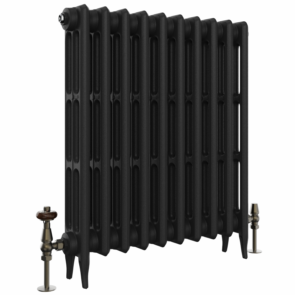 Classic 745 x 654mm Black Primered Finish Triple Column Cast Iron Radiator - 10 Sections