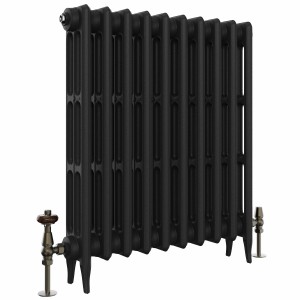 Classic 745 x 654mm Black Primered Finish Triple Column Cast Iron Radiator - 10 Sections