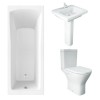 RAK Resort Maxi Open Back Toilet with 550mm Basin Modern Bathroom Suite and Single Ended Bath - 1700 x 700mm