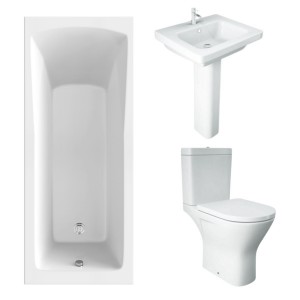RAK Resort Maxi Open Back Toilet with 550mm Basin Modern Bathroom Suite and Single Ended Bath - 1700 x 700mm