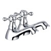 Abbey Traditional Crosshead Bath Pillar Taps - Chrome and White