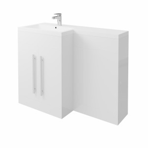 Calm White Left Hand Combination Vanity Unit Set (No Concealed Cistern & No Toilet) - 1100mm