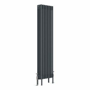 Bern 1500 x 380mm Anthracite Four Column Vertical Traditional Radiator