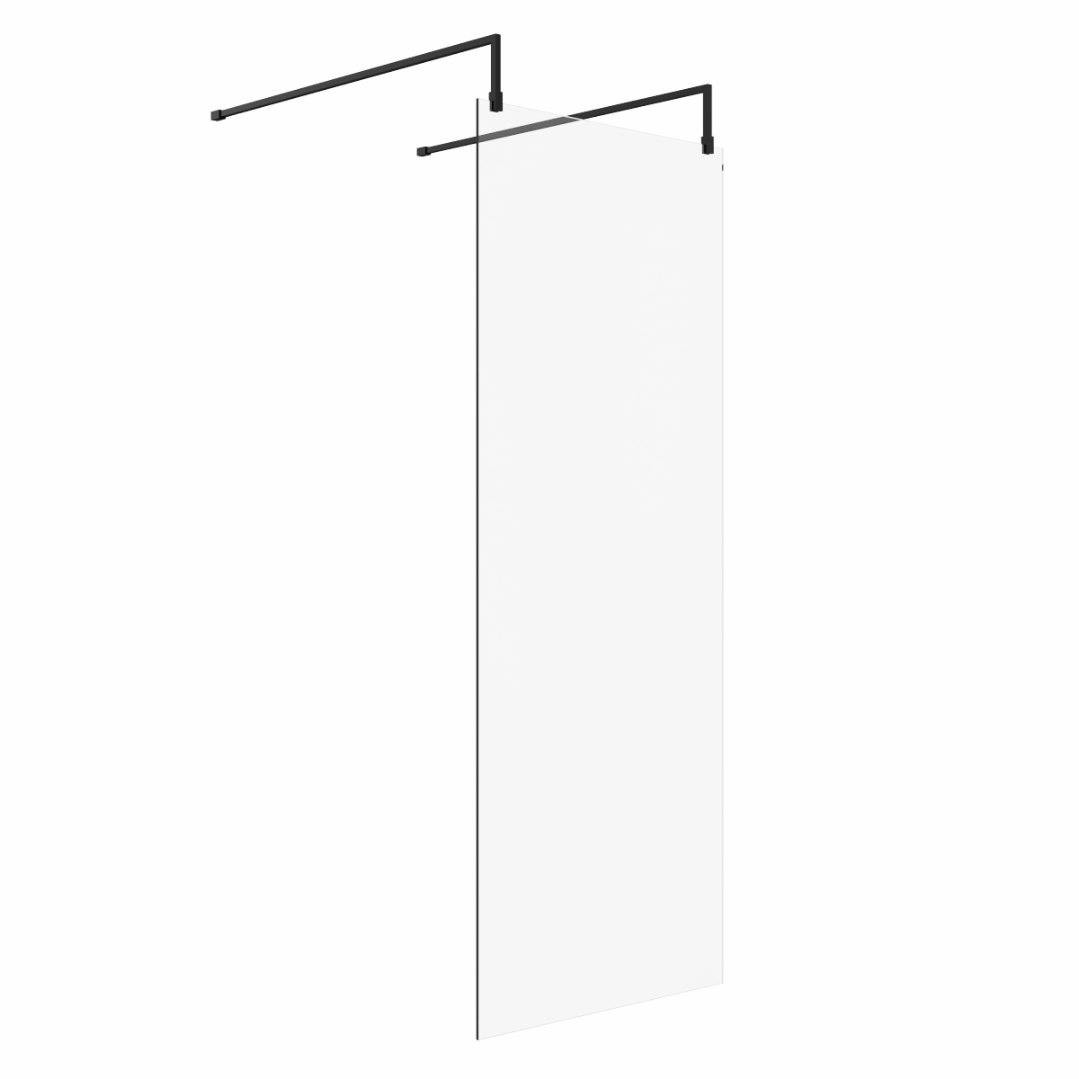 Wasdale 800mm Black Walk Through Wet Room Screen With L-Shape Support Arms