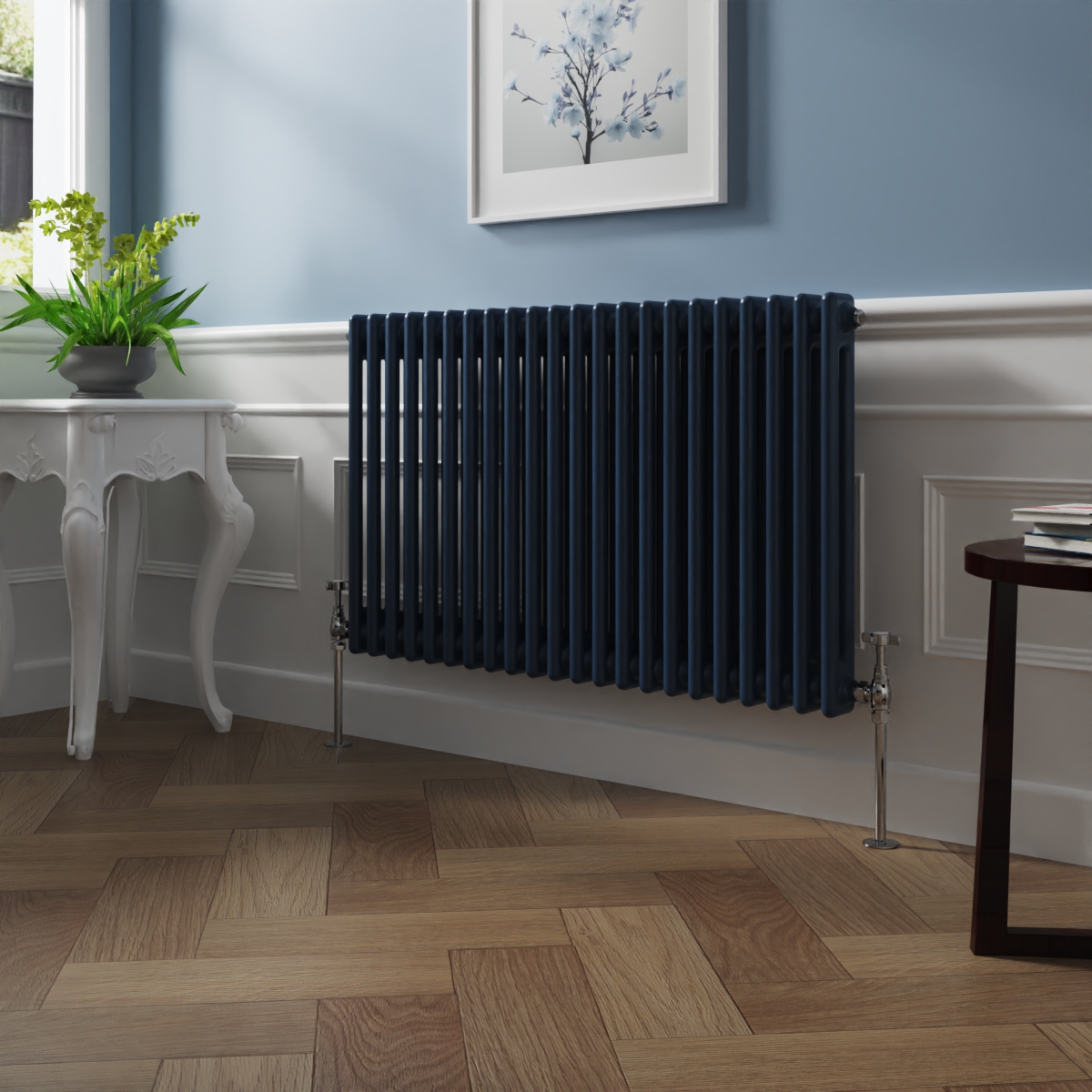Bern 600 x 1010mm Sapphire Blue Double Column Horizontal Traditional Radiator