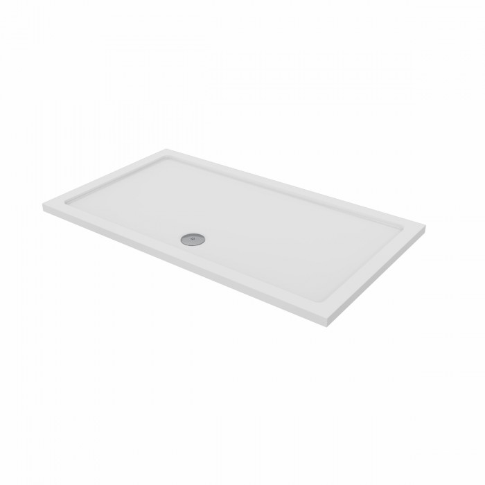 Essentials Anti-Slip 1600 x 900mm Rectangle Stone Shower Tray White