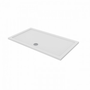Essentials Anti-Slip 1600 x 900mm Rectangle Stone Shower Tray White