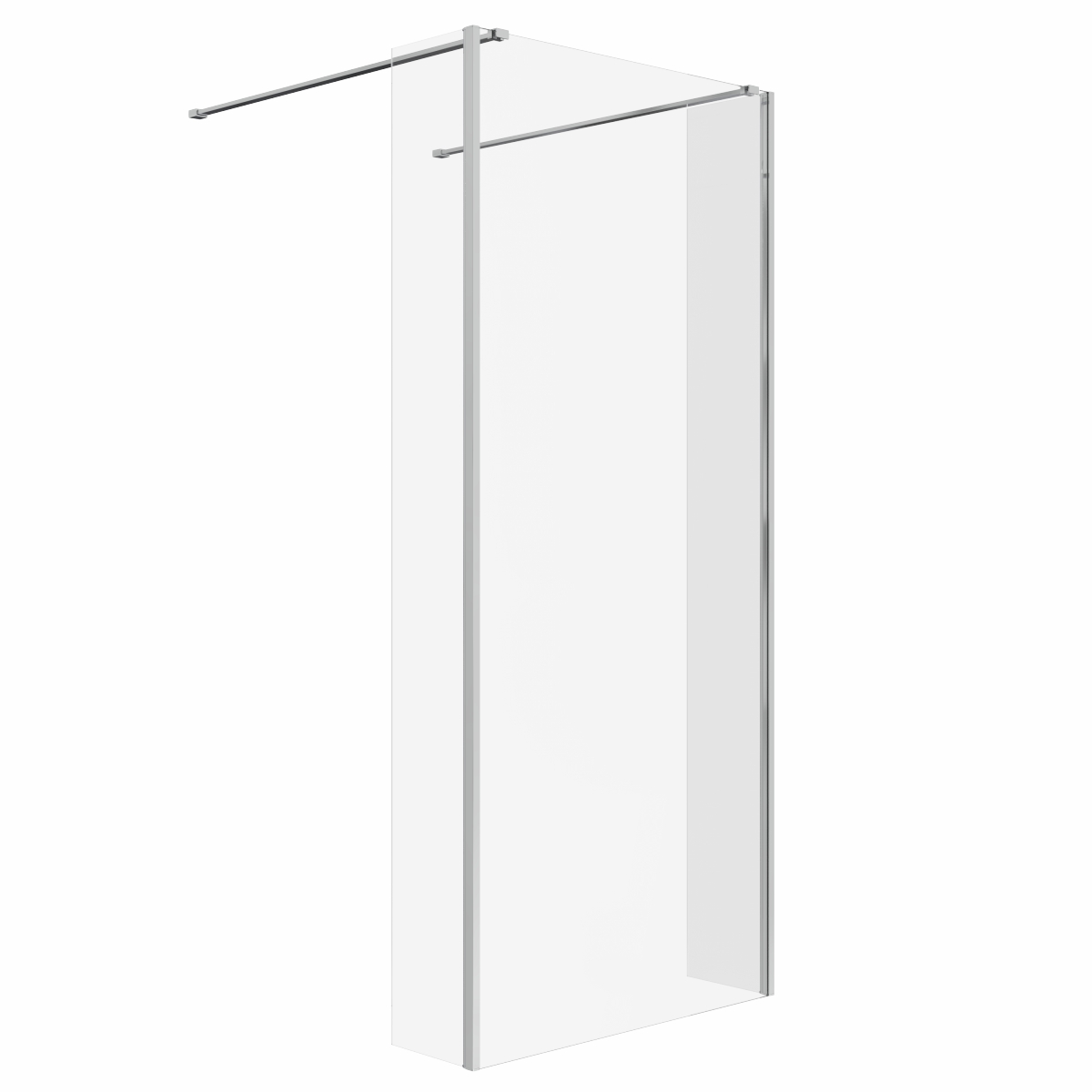 Wasdale 900mm Chrome Walk Through Wet Room Screen with 215mm Hinged Return Screens