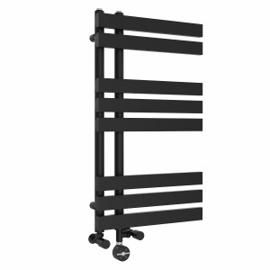 Koli 800 x 450mm Dual Fuel Black Thermostatic Touch Control Electric Heated Towel Rail