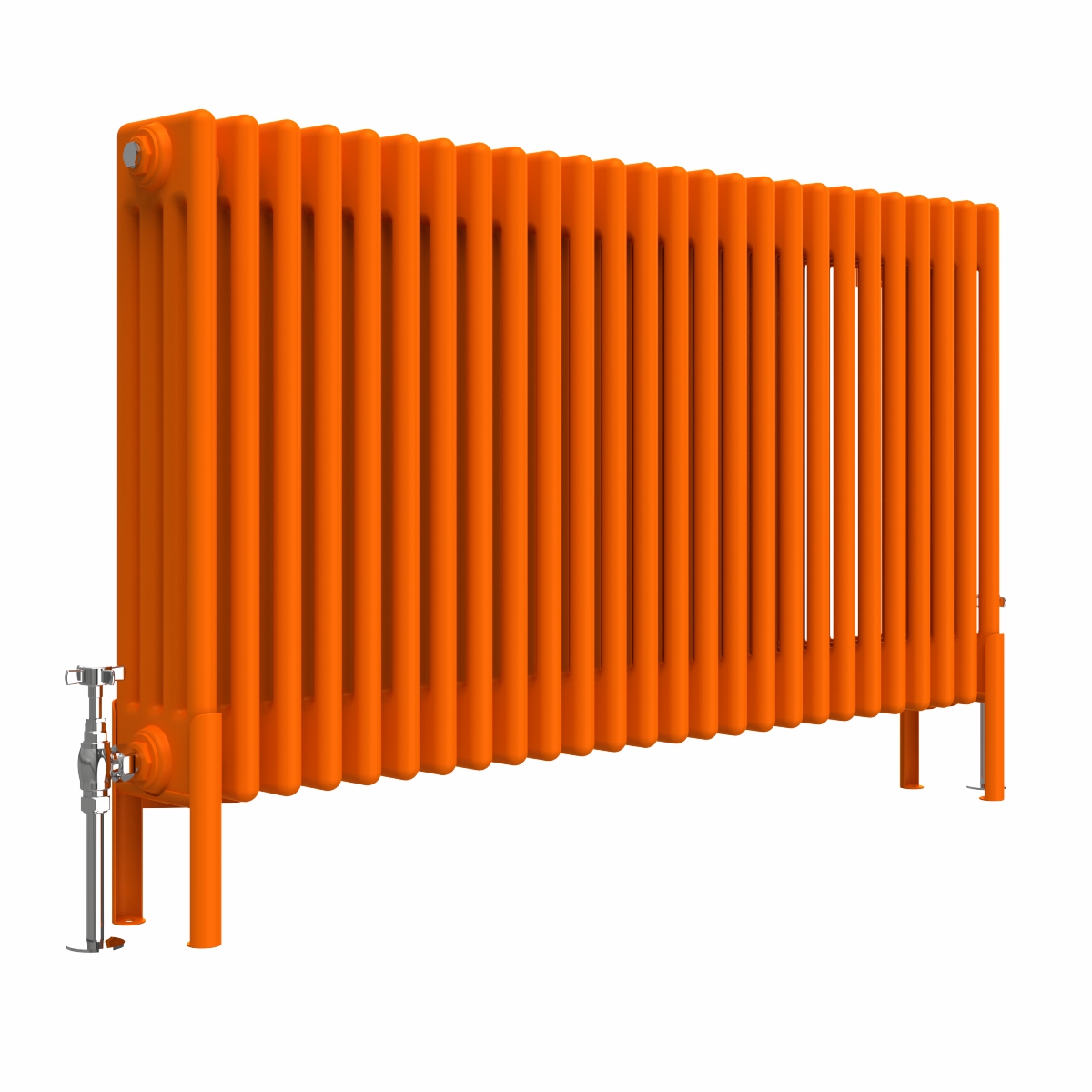 Bern 600 x 1190mm Traditional Bright Orange Horizontal Four Column Radiator