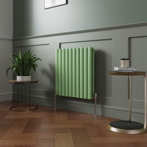 Norden 600 x 591mm Pastel Green Double Oval Column Horizontal Designer Radiator
