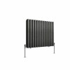 Norden 600 x 768mm Black Silver Double Oval Column Horizontal Designer Radiator