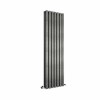 Lulea 1600 x 480mm Black Silver Double Flat Panel Vertical Designer Radiator