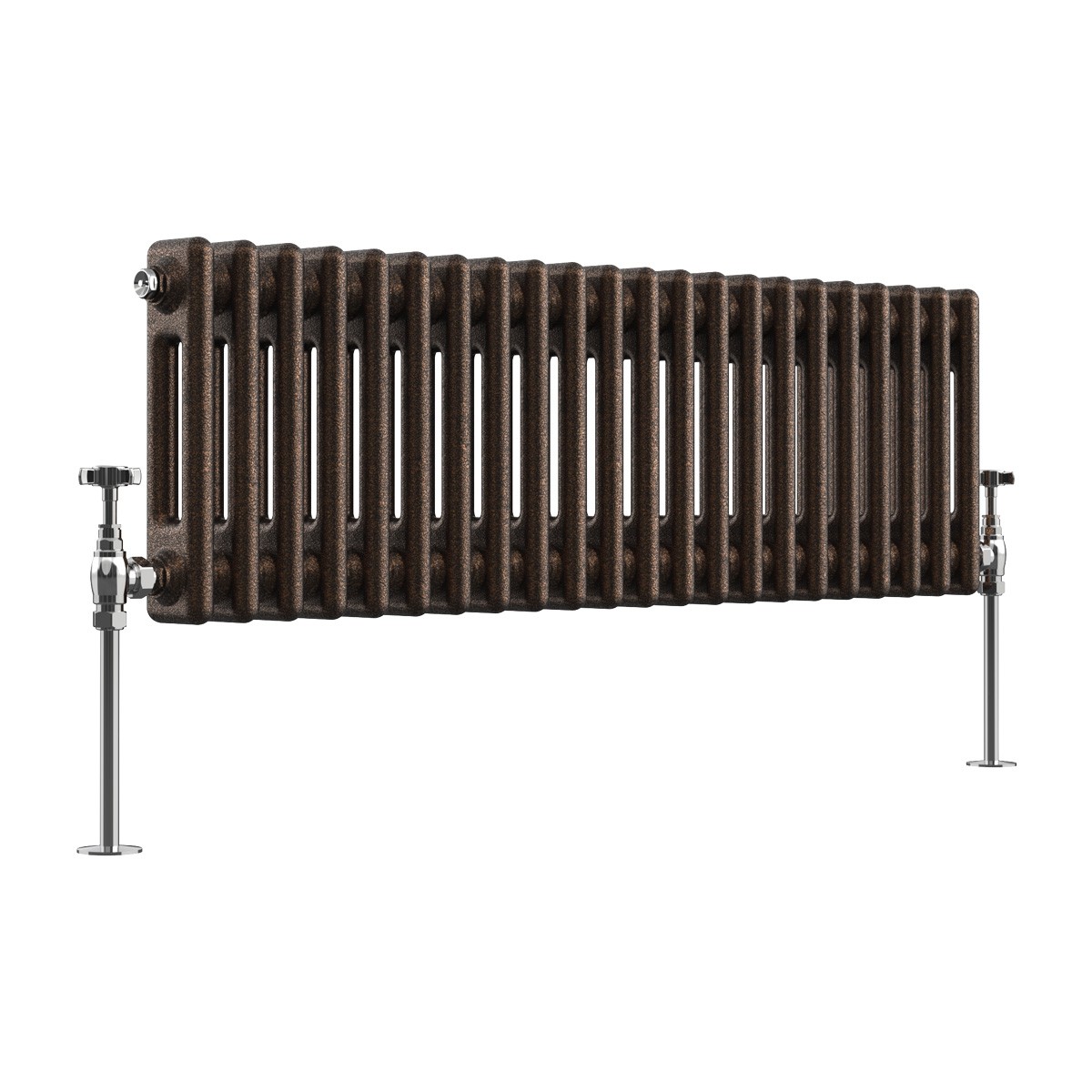 Bern 300 x 1010mm Black Copper Double Column Horizontal Traditional Radiator