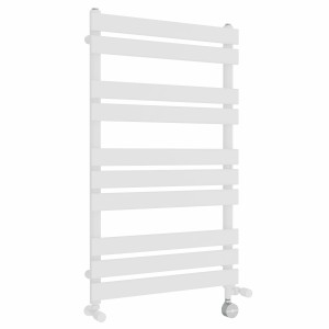 Juva 1000 x 600mm Dual Fuel White Flat Panel Thermostatic Touch Control Electric Heated Towel Rail