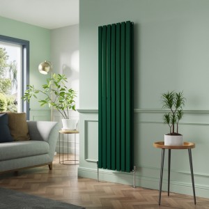 Lulea 1800 x 480mm Moss Green Double Flat Panel Vertical Designer Radiator