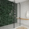 Wasdale 760mm Black Walk Through Wet Room Screen with 215mm Hinged Return Screens & L- Shape Support Arms