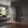 Lulea 1800 x 480mm Black Silver Double Vertical Flat Panel Designer Radiator