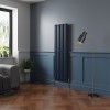Norden 1600 x 473mm Sapphire Blue Single Vertical Oval Column Designer Radiator