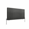 Norden 600 x 1181mm Black Silver Double Horizontal Oval Column Designer Radiator