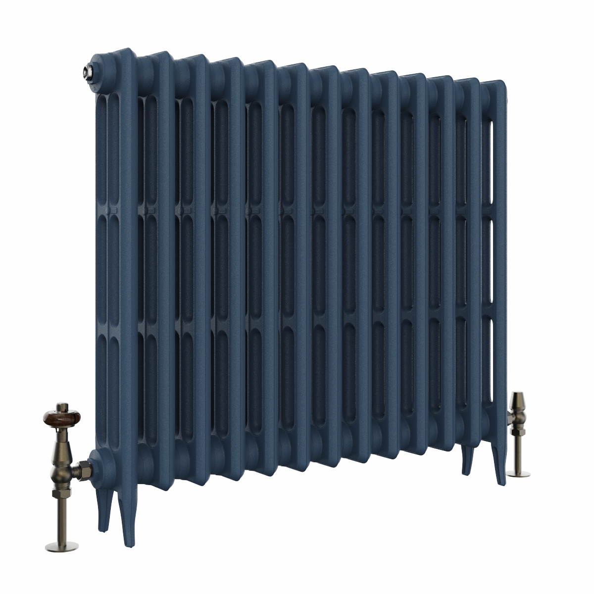 Classic  745 x 840mm  Farrow & Ball Hague Blue Triple Column Cast Iron Radiator - 13 Sections