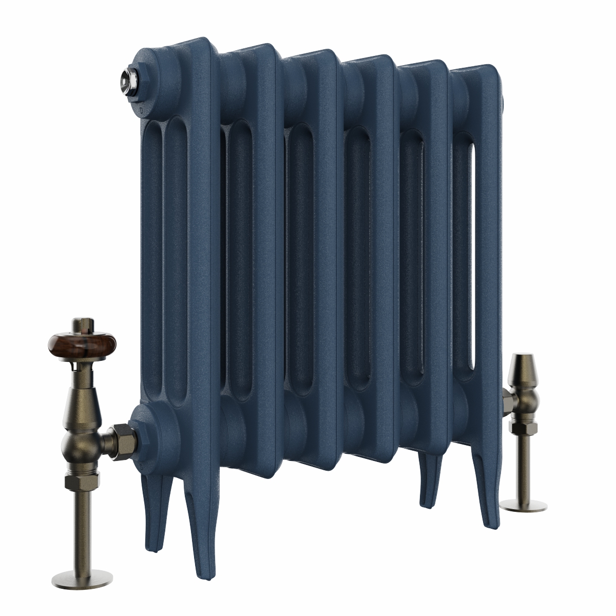 Classic  450 x 406mm  Farrow & Ball Hague Blue Triple Column Cast Iron Radiator - 6 Sections