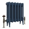 Classic  450 x 406mm  Farrow & Ball Hague Blue Triple Column Cast Iron Radiator - 6 Sections