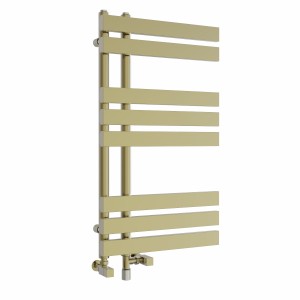 Koli 800 x 450mm Dual Fuel Brushed Brass Simple Electric Heated Towel Rail