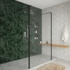 Wasdale 1215mm Black Walk Through Wet Room Screen with 300mm Hinged Return Screens