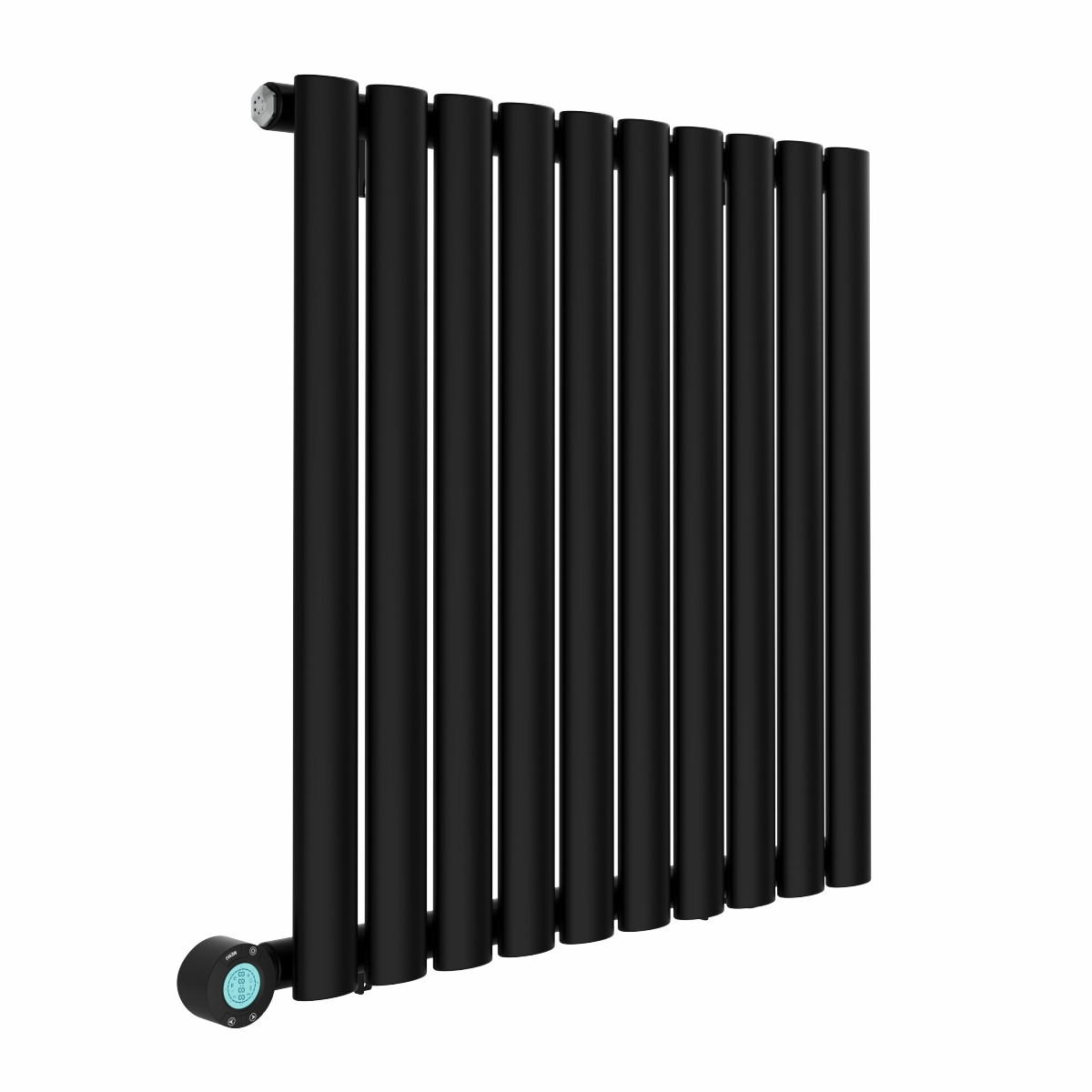 Norden 600 x 591mm Black Horizontal Oval Tube Wifi Electric Radiator - 600W