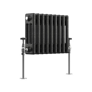 Bern 300 x 425mm Black Silver Triple Column Horizontal Traditional Radiator