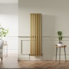 Lulea 1600 x 410mm Metallic Gold Double Flat Panel Vertical Designer Radiator