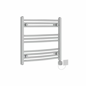 Fjord 600 x 600mm Curved Chrome HEC Thermostatic Electric Heated Towel Rail