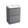 Serene II 600mm Gloss Grey Basin and Drawer Floor Standing Vanity Unit