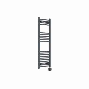 Fjord 1200 x 400mm Curved Anthracite Thermostatic Wifi Control Electric Heated Towel Rail