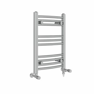 Fjord 600 x 400mm Dual Fuel Curved Chrome Electric Heated Towel Rail