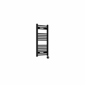 Fjord 800 x 400mm Curved Black Thermostatic Touch Control Electric Heated Towel Rail