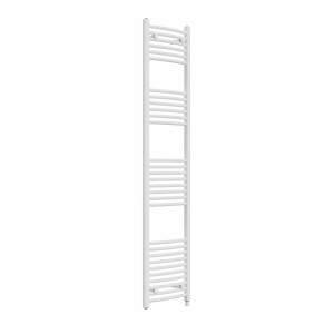 Fjord 1800 x 400mm Curved White Prefilled Electric Heated Towel Rail