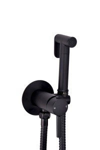 Douche Handset with Flexible Hose, Holder and Outlet Elbow Matt Black
