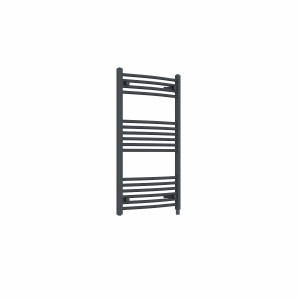 Fjord 1000 x 600mm Curved Anthracite Prefilled Electric Heated Towel Rail