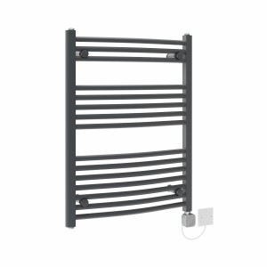 Fjord 800 x 600mm Curved Anthracite HEC Thermostatic Electric Heated Towel Rail