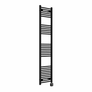Bergen 1800 x 400mm Straight Black Thermostatic Touch Control Electric Heated Towel Rail