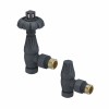 Antique Thermostatic Angled Radiator Valves - Anthracite