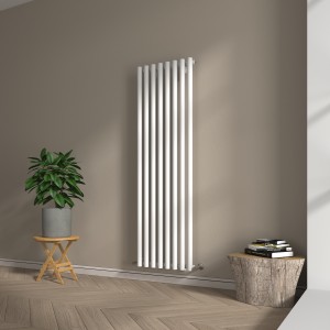 Voss 1800 x 545mm White Single Vertical Round Tube Designer Radiator