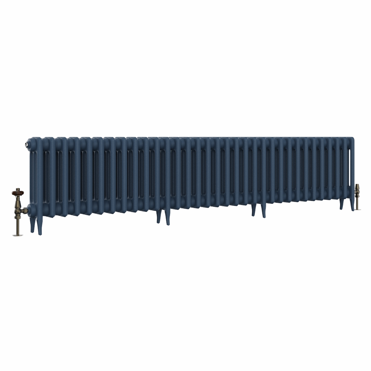 Classic  450 x 2080mm Farrow & Ball Hague Blue Triple Column Cast Iron Radiator - 33 Sections