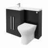 Calm Matt Black Left Hand Combination Vanity Unit Basin L Shape with Back to Wall RAK ResortToilet & Soft Close Seat & Concealed Cistern - 1100mm