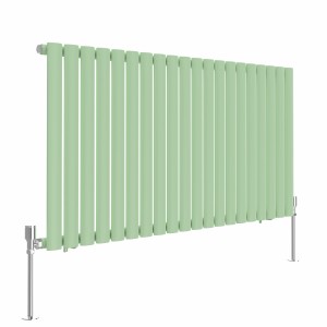 Norden 600 x 1181mm Pastel Green Single Oval Column Horizontal Designer Radiator